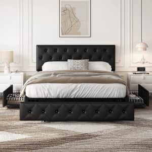 Yaheetech Queen Upholstered Bed Frame for $200