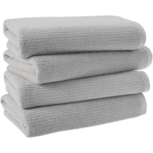 Amazon Aware 100% Organic Cotton Ribbed Bath Towels - Bath Towels, 4-Pack, Light Gray for $40