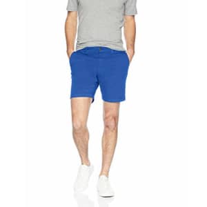Goodthreads Men's 7" Inseam Flat-Front Stretch Chino Shorts, -bright blue, 32 for $25