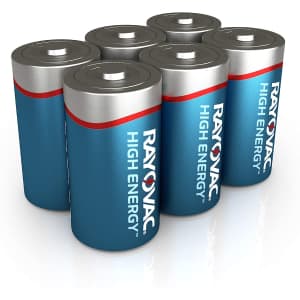 Rayovac D Batteries 6-Pack for $10