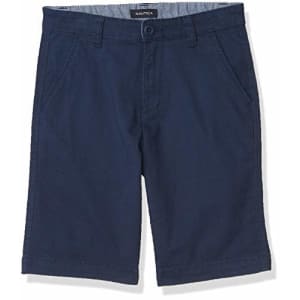 Nautica Boys' Stretch Twill Flat Front Shorts, Dark Navy, 14 for $37