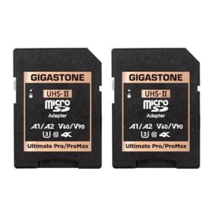 GIGASTONE UHS-II MicroSD to UHS-II SD Memory Card Adapter, Camera Ultimate UHS-II Adapter 2-Pack for $9