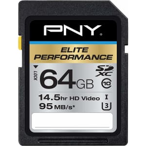 PNY Elite Performance P-SDX64U395-GE 64GB Class 10 SDXC memory card for $10 PNY Elite Performance P-SDX64U395-GE 64GB Class 10 SDXC memory card for $10
