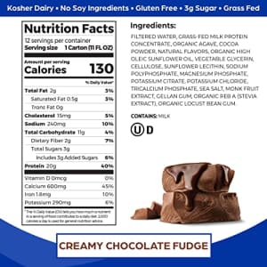 Orgain Grass Fed Clean Protein Shake, Creamy Chocolate Fudge - 20g of Protein, Meal Replacement, for $44