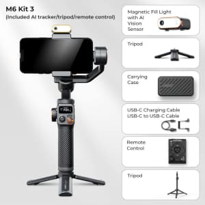 Hohem iSteady M6 Kit Gimbal Stabilizer Kit with AI Magnetic Tracking for $167