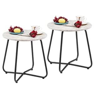 VECELO Patio Outdoor Side Snack Table,Small Round Anti-Rust Metal Style for Garden Balcony, for $72