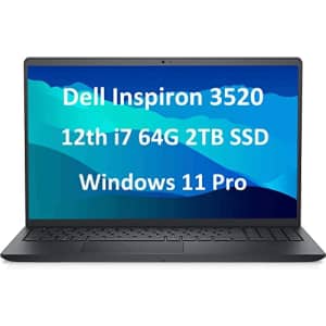 Dell Inspiron 3000 3520 15.6" FHD 120Hz (Intel 10-Core i7-1255U, 64GB RAM, 2TB PCIe SSD) Business for $470