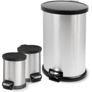 Mainstays 3-Piece Stainless Steel Trash Can Set for $20 Mainstays 3-Piece Stainless Steel Trash Can Set for $20