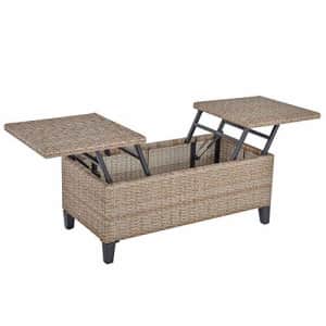 Outsunny Rattan Wicker Coffee Side Table with Double Lift Top Design, Large Storage Space, for $225 Outsunny Rattan Wicker Coffee Side Table with Double Lift Top Design, Large Storage Space, for $225