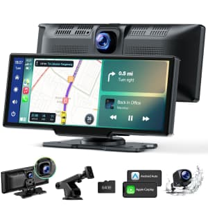 Volam Wireless Carplay Screen with Dash and Backup Cam for $59