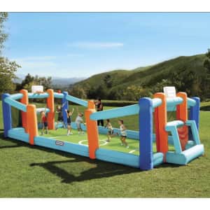 Little Tikes Inflatable Backyard Soccer and Basketball Court Bouncer