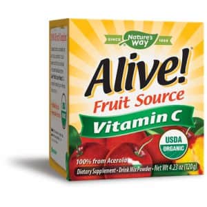 Nature's Way Alive! Vitamin C Powder, USDA Organic, 100% from Acerola, Kiwi, Lycium (Goji) Amla, for $15