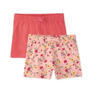 The Children's Place 2 Pack Girls Pull On Fashion Shorts, Coral Rose 2-Pack, Medium (7/8) for $5