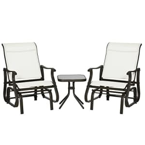 Outsunny 3-Piece Outdoor Gliders Set Bistro Set with Steel Frame, Tempered Glass Top Table for for $210