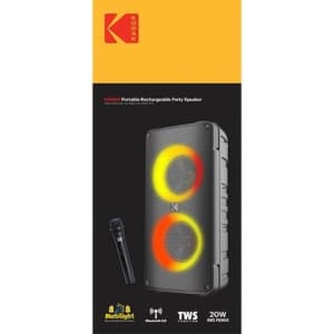 Kodak 4" Double-Woofer Party Tower Speaker w/ Mic for $50 Kodak 4" Double-Woofer Party Tower Speaker w/ Mic for $50