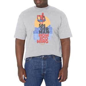 Marvel Big & Tall Homecoming Stackedup Men's Tops Short Sleeve Tee Shirt, Athletic Heather, 5X-Large for $7