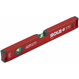 SOLA LSX16 X PRO Aluminum Box Profile Spirit Level with 2 60% Magnified Vials, 16-Inch, Red for $37