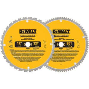 DeWalt 12" Miter Saw Blade 2-Pack for $35 w/ Prime DeWalt 12" Miter Saw Blade 2-Pack for $35 w/ Prime