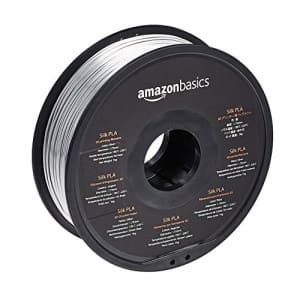 Amazon Basics SILK PLA 3D Printer Filament, 1.75mm, Silver, 1 kg Spool (2.2 lbs) for $22