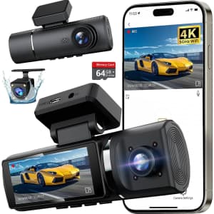 Quloker 3-Channel 4K+1080P+1080P Dash Cam System for $49