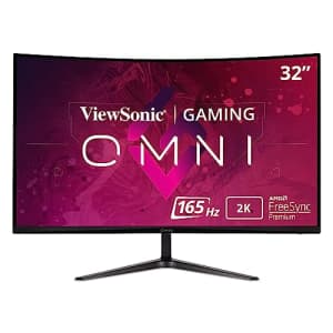ViewSonic Omni VX3218C-2K 32 Inch Curved 1ms 1440p 165hz Gaming Monitor with FreeSync Premium, Eye for $187