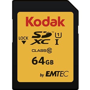 Kodak 64GB Class 10 UHS-I U1 SDXC Memory Card for $16