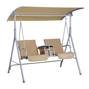 Outsunny 2 Person Porch Swing with Stand, Outdoor Swing with Canopy, Pivot Storage Table, 2 Cup for $145 Outsunny 2 Person Porch Swing with Stand, Outdoor Swing with Canopy, Pivot Storage Table, 2 Cup for $145