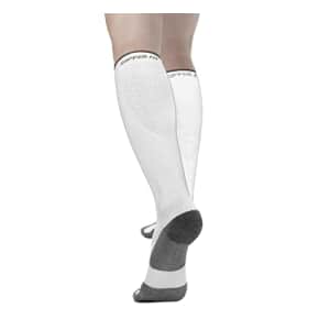 Copper Fit unisex adult Knee High Compression Socks, White, Large-X-Large US for $12