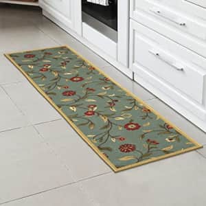 Ottomanson Ottohome Collection Non-Slip Rubberback Floral Leaves Design 2x5 Indoor Runner Rug, 20" for $15