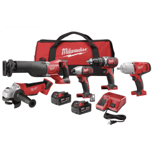 Milwaukee M18 18V Cordless Combo 5-Tool Kit w/ Batteries, Charger & Tool Bag for $379