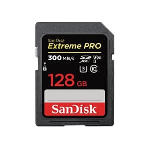 SanDisk Extreme PRO SDSDXDK-128G-GHJIN SD Card, 128 GB, SDXC Class 10, UHS-II V90, Reads up to 300 for $170