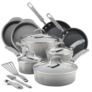 Rachael Ray 15-Piece Hard Enamel Aluminum Nonstick Cookware Set for $79 Rachael Ray 15-Piece Hard Enamel Aluminum Nonstick Cookware Set for $79