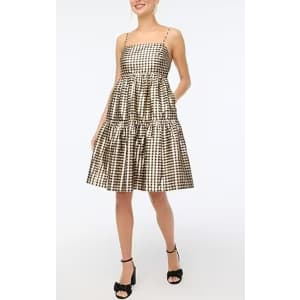 J.Crew Factory Women's Lurex Gingham Tiered Mini Dress for $29