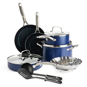 Blue Diamond Cookware Diamond Infused Ceramic Nonstick, 11 Piece Cookware Pots and Pans Set, for $77