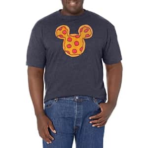 Disney Big & Tall Classic Mickey Pizza Ears Men's Tops Short Sleeve Tee Shirt, Navy Blue Heather, for $7