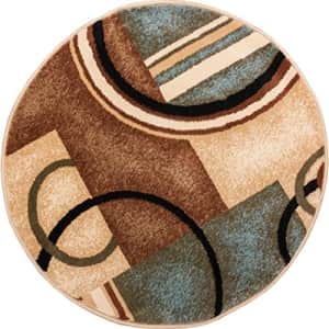 Well Woven Barclay Arcs & Shapes Light Blue Modern Geometric Area Rug 3'11" Round for $40
