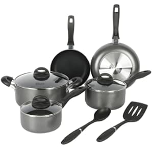 Oster Clairborne 10 Piece Aluminum Cookware Set W/Tools,Black for $51