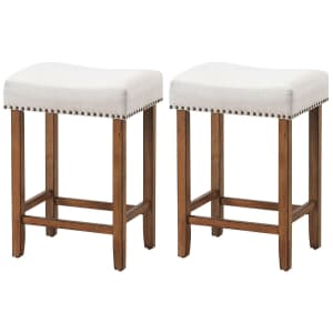 Costway Nailhead Saddle Bar Stool 2-Pack for $85 Costway Nailhead Saddle Bar Stool 2-Pack for $85