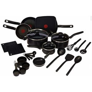 T-fal Initiatives Nonstick 20 Piece Pots And Pans Cookware Set, Black for $119