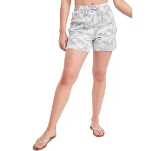 YMI Women's Drawstring Waist Linen Shorts with Patch Pockets, Light Faded Camo, M for $8