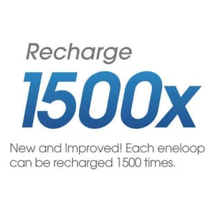 Sanyo eneloop AA with "C" Spacers, 1800 cycle, Ni-MH Pre-Charged Rechargeable Batteries, 2 Pack for $11