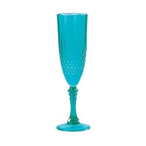 Fun Express Teal Patterned Champagne Flutes - Set of 12 Plastic Glasses, Holds 8 oz - Wedding and Party Supplies for $25