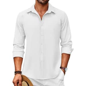 Coofandy Men's Linen Dress Shirt for $10