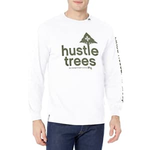 LRG Men's Long Sleeve Graphic Logo T-Shirt, Hustle Trees White, 4X for $17