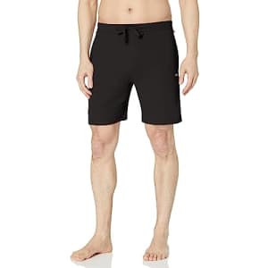 BOSS Men's Waffle Contrast Logo Lounge Shorts, Black Grease, S for $30