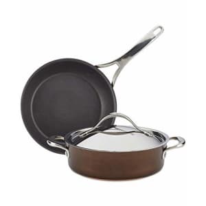 Anolon Nouvelle Copper Luxe Sable Hard-Anodized Nonstick 3-Pc. Cookware Set, 2.3, Black/Gold for $82