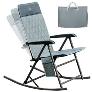 TIMBER RIDGE Padded High Back Folding Rocker Side Pocket Portable Rocking Lawn Chair Foldable for for $110