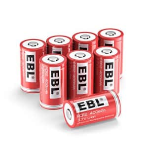 EBL CR2 Rechargeable Batteries, 3.7V 400mAh RCR2 Lithium ion Battery 8 Pack(Not for Arlo Batteries) for $15
