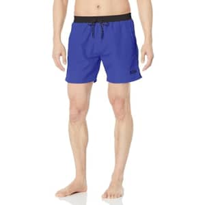 BOSS Men's Standard Medium Length Solid Swim Trunk, Electric Violet for $25 BOSS Men's Standard Medium Length Solid Swim Trunk, Electric Violet for $25