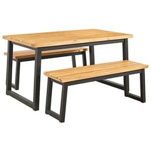 Signature Design by Ashley Town Wood Outdoor 3-Piece Patio Counter Table Set with 2 Benches, Brown for $487